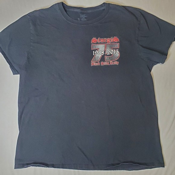 Sturgis SD 75th Anniversary Black Hills Rally T Shirt Main Street 2015 Men's Lg - Picture 4 of 8